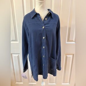 Chamonix Indigo Linen Blend Lightweight Oversized Jacket Size L